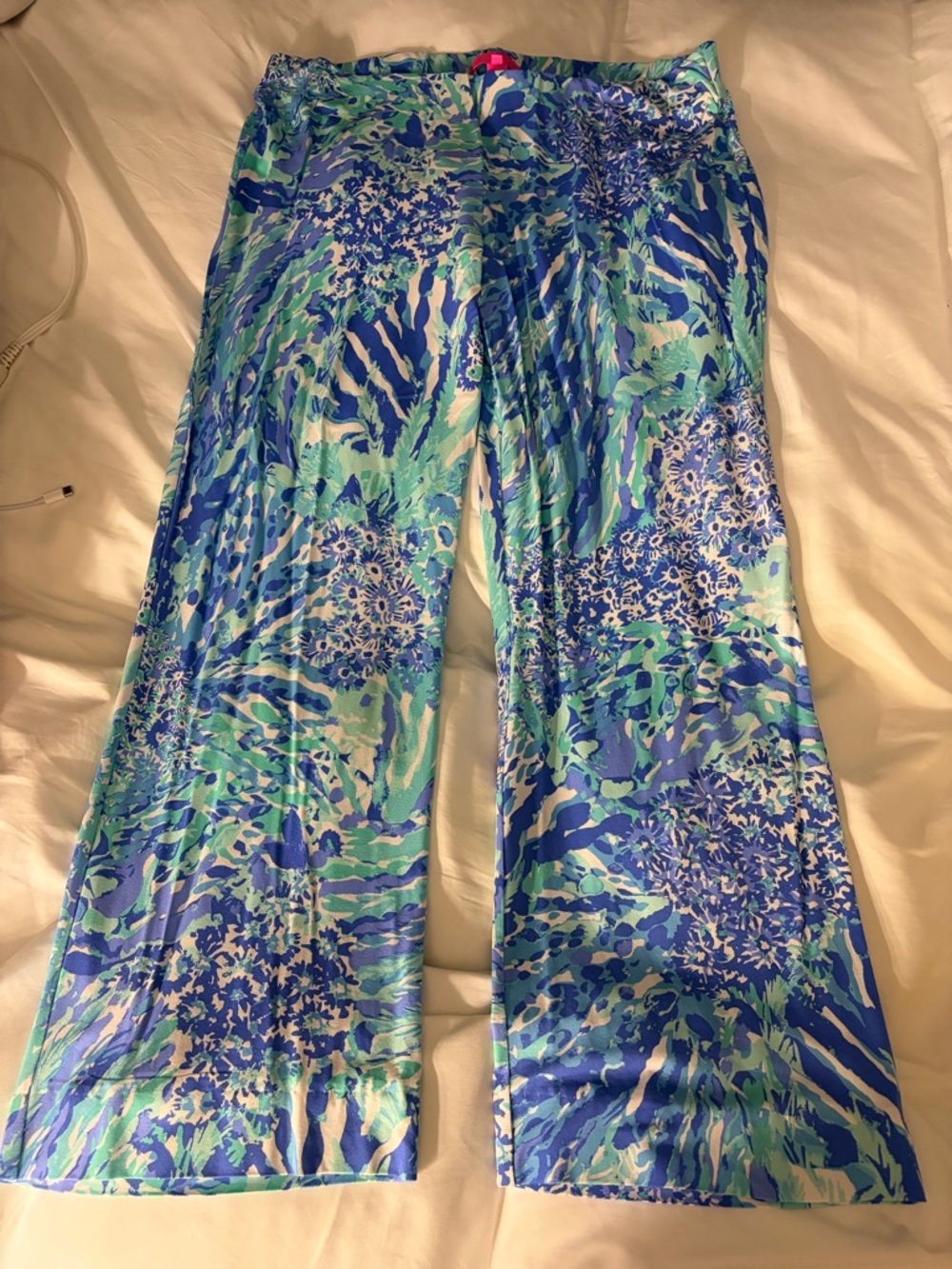 Lilly Pulitzer Floral Palazzo Pants in Blue Haven Hey Hey Soleil Print